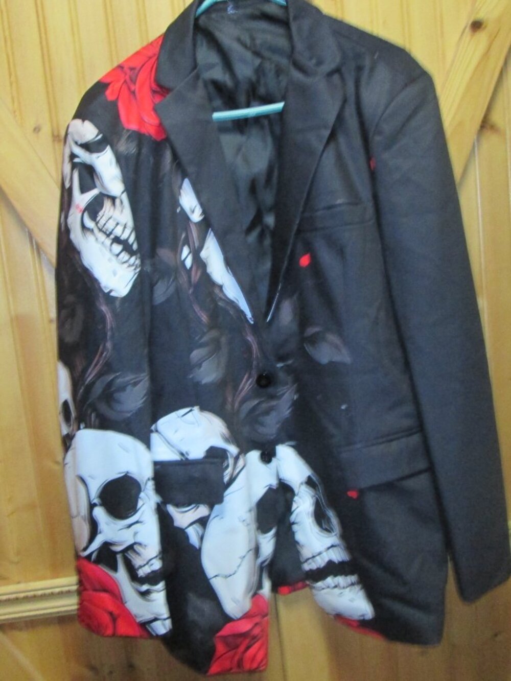 GOTH HALLOWEEN FEStIVal skull roses blazer mens 42 two button - Picture 2 of 6